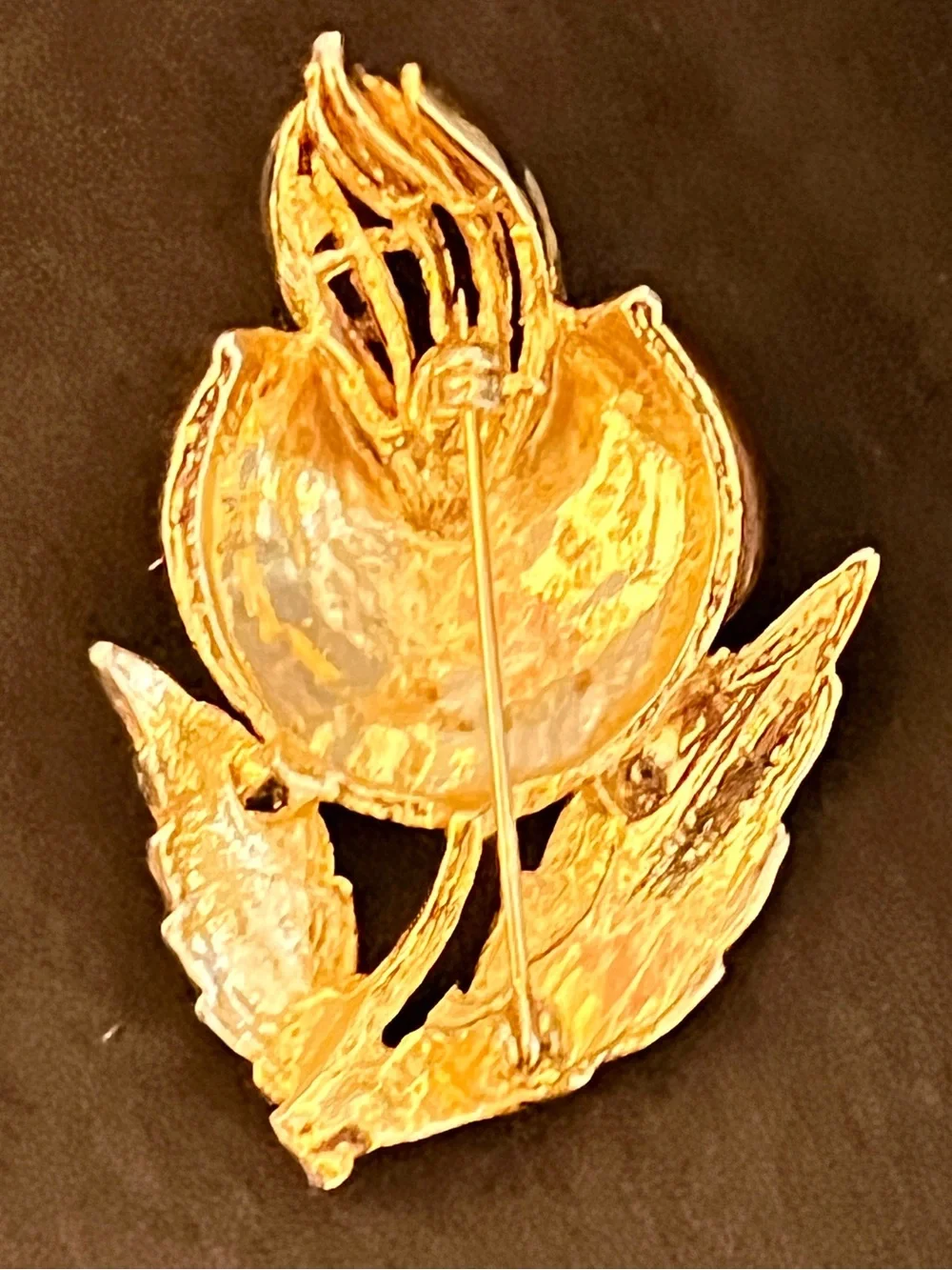Vtg Signed LISNER Brown Thermoset Plastic Thistle Brooch Pin Mid Century 1950s